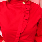 Red Ruffle Mock Neck Top