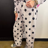 Grey & Black Polka Dot Barrel Pants
