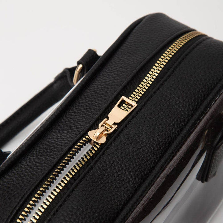 Black Clear Plastic Top Handle Crossbody