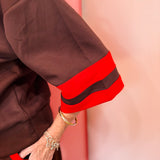 Brown & Red Contrast Pullover