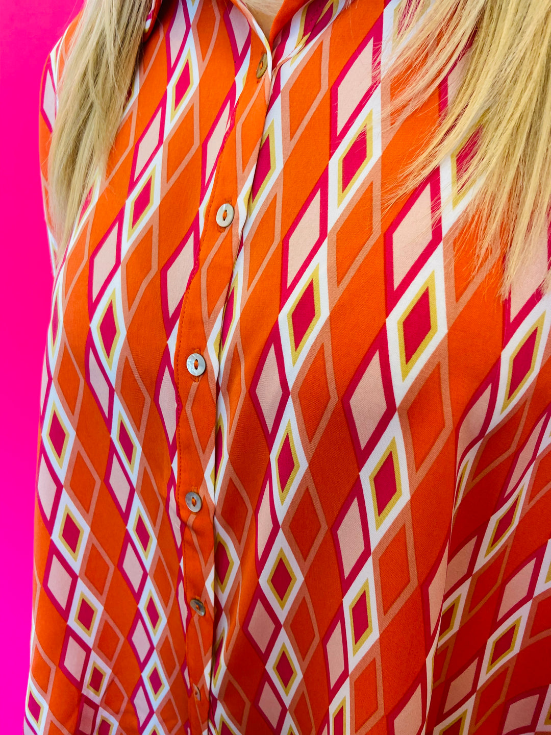 Tangerine Print Dolman Sleeve Top