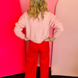 Fuzzy Heart Button-Up Cardigan