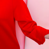 Red Scallop Hem Accent Dress