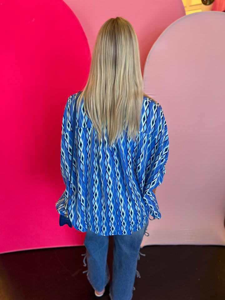 Blue Print Dolman Sleeve Top