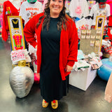 Ruby Red Waffle Knit Cardigan