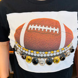 PREORDER: Jewel Collared Black & Gold Football Tee
