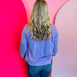 Lavender Pocketed Acid Wash Fleece Sweatshirt