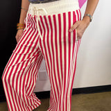 Red Striped Wide Leg Pants