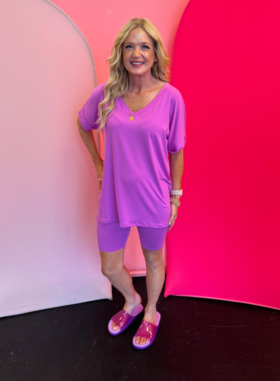 Bright Mauve Biker Set