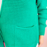 Kelly Green Waffle Knit Cardigan