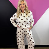 Cream & Brown Polka Dot Barrel Pants