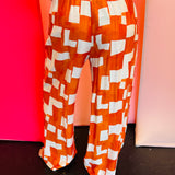 Orange Block Wide Leg Pants