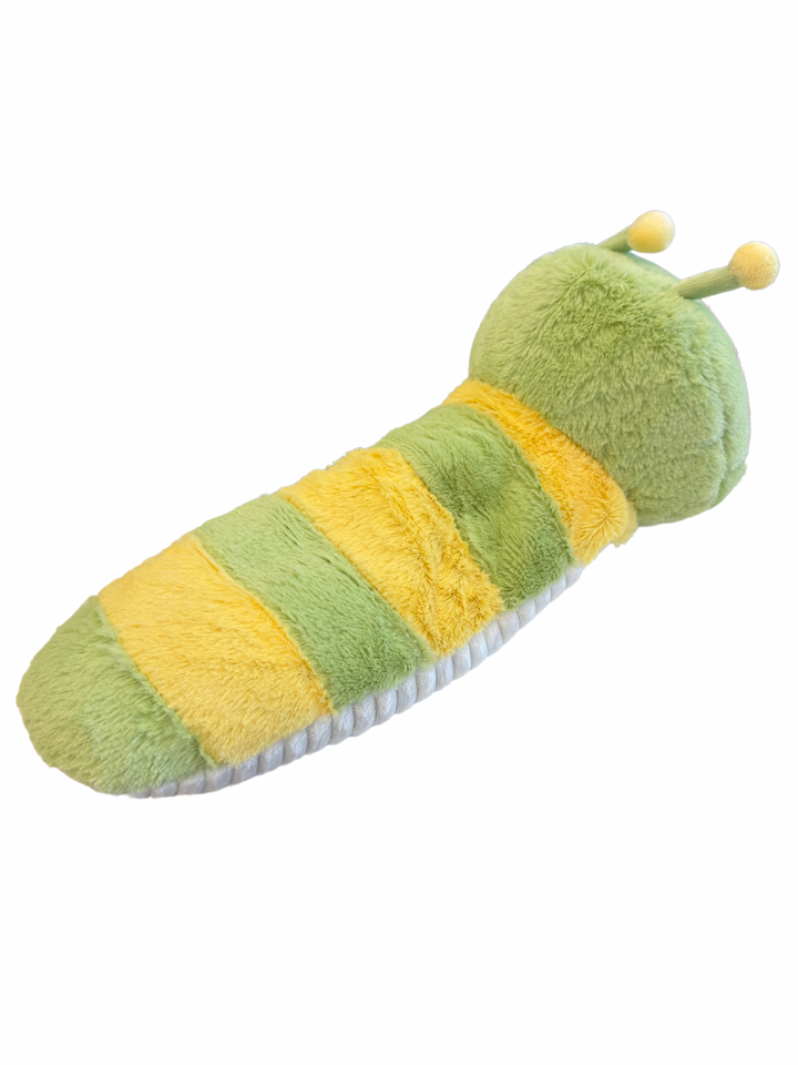 Colorful Caterpillar Warmies® plush, microwavable and lavender-scented, weighted for comfort, safe for all ages.