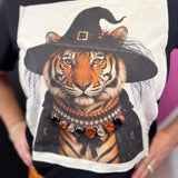 Jewel Collared Tiger Witch Patch Tee (Black)
