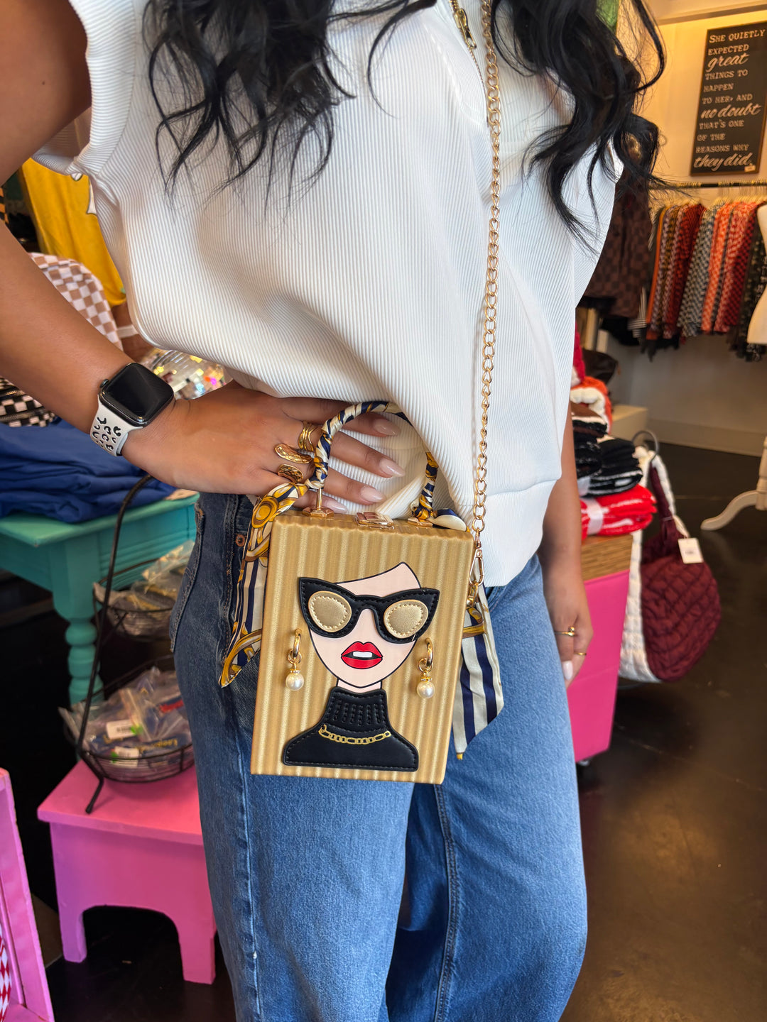 Gold Retro Lady Crossbody