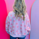Pink Polka Dot Crop Sweatshirt