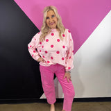 Polka Dot Mockneck Pullover