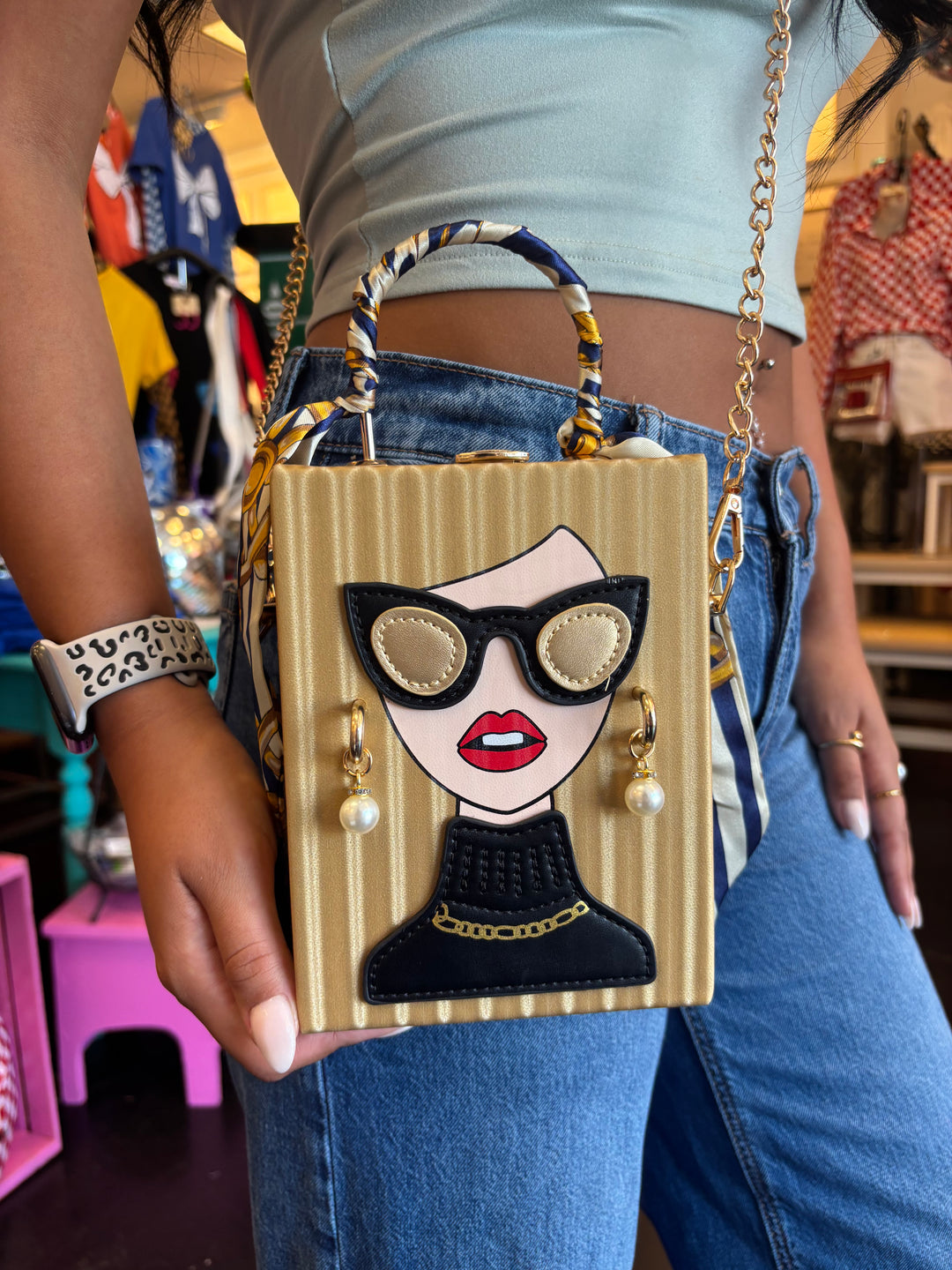 Gold Retro Lady Crossbody
