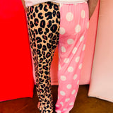 Pink Polka Dot & Leopard Split Pants