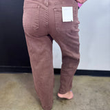 Zenana Brown Pintuck Wide Leg Jeans