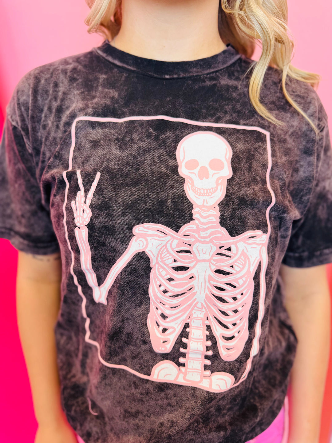 Peace Skeleton Mineral Wash Tee