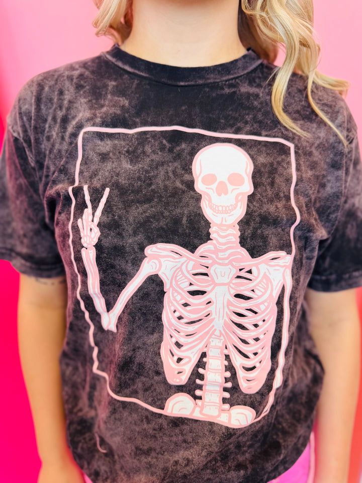 Peace Skeleton Mineral Wash Tee