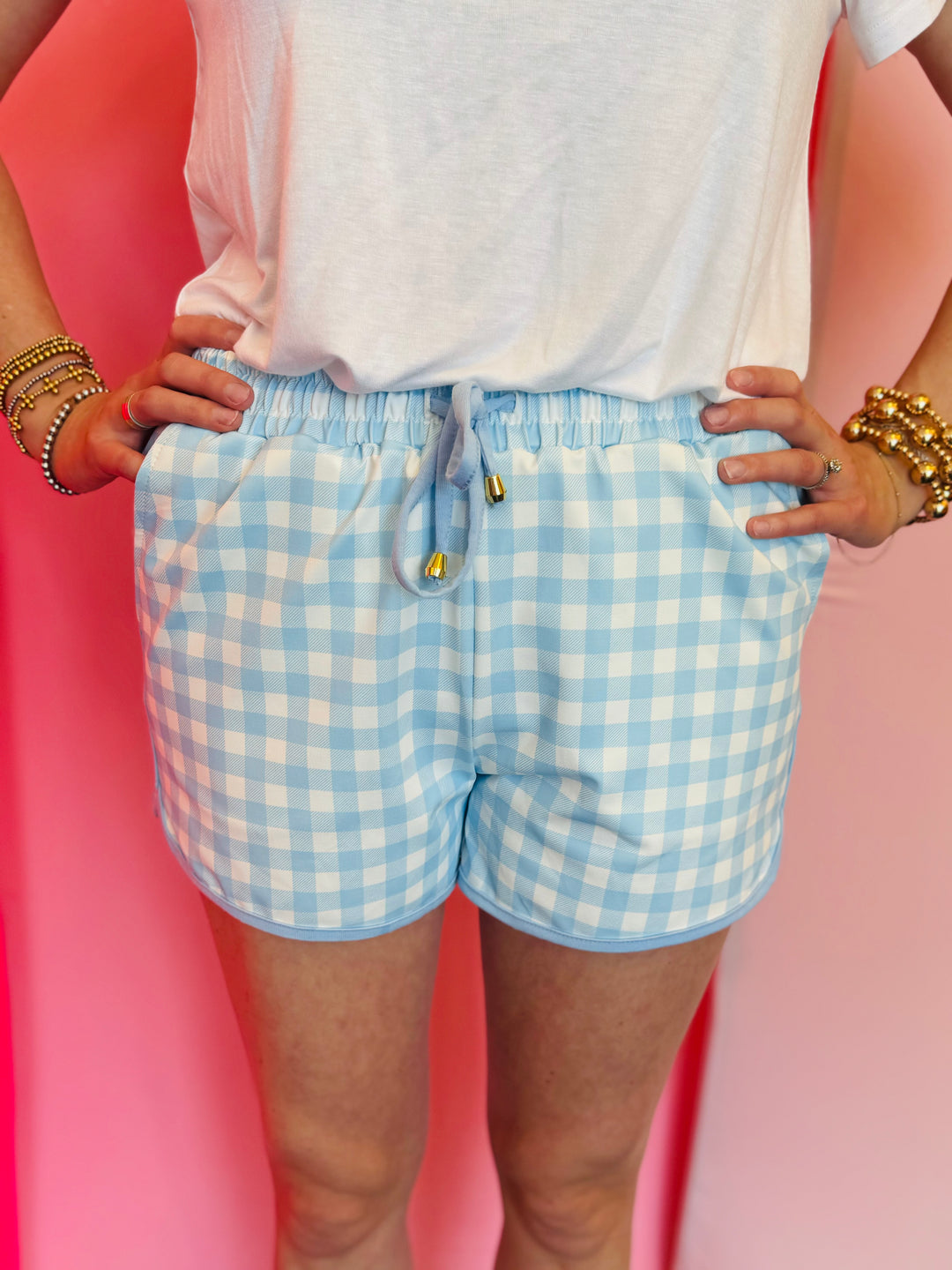 Blue Springtime Gingham Everyday Shorts