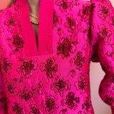 Hot Pink Bloom Puff Sleeve Top