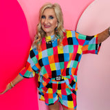 Burnt Toast Color Theory Checkered Plisse Short Set