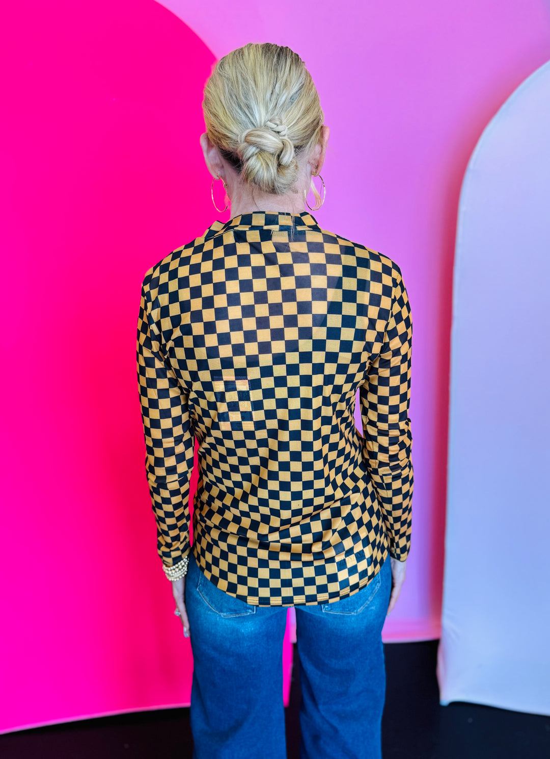 Gold & Black Pep Rally Mesh Top