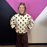 Brown & Ivory Reversible Polka Dot Stripe Sweatshirt