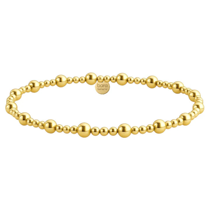 Bara Boheme elegant 14K gold filled beaded bracelet with mixed 2mm and 4mm beads.