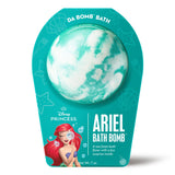 Teal and white Ariel Bath Bomb with ocean scent and surprise inside, Disney-inspired fizzer.