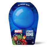 Blue Avengers Bath Bomb with maraschino scent and hidden Marvel surprise inside, collectible fizzer.