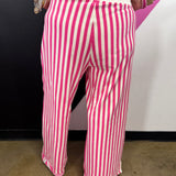 Hot Pink Striped Wide Leg Pants