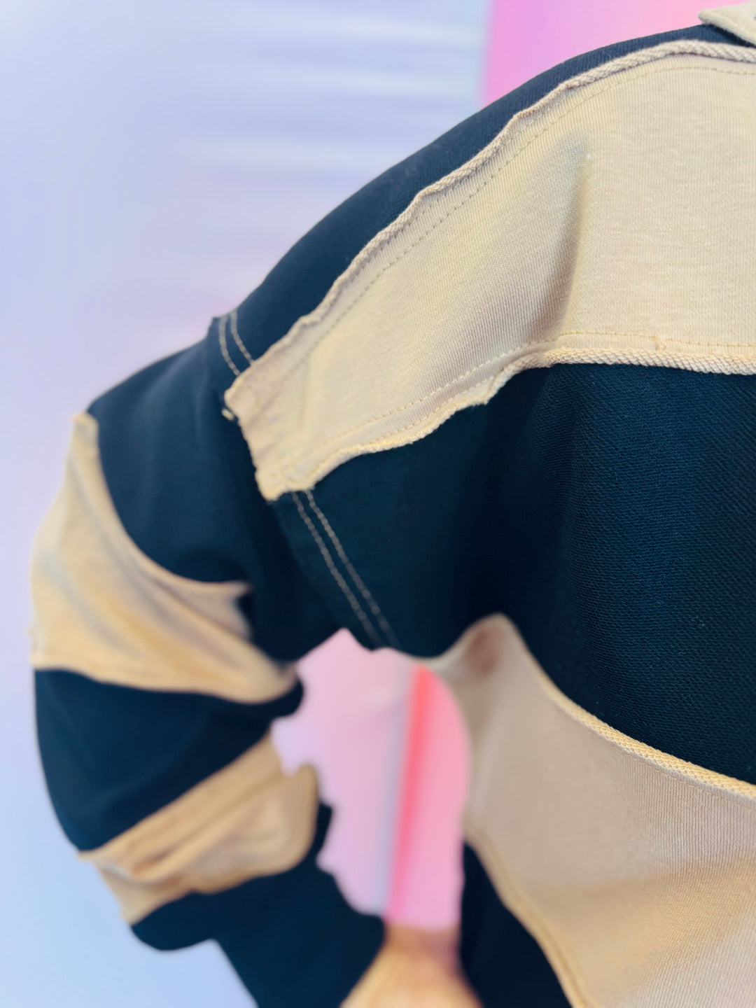 Black Striped Rugby Top