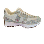 Side view of Corkys white sneaker with rhinestone embellishments 