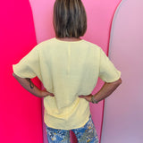 Yellow Woven V-Neck Top