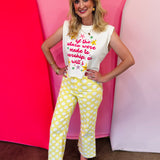 Poppy & Pine Yellow Daisy Dot Denim Pants