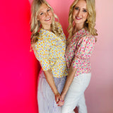 Yellow Bloom Button Top