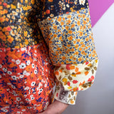 Queen Of Sparkles Colorblock Floral Print Gingham Pumpkin Sweatshirt