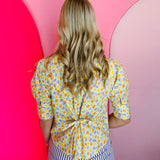 Yellow Bloom Button Top