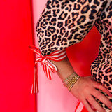 Cassidy Red/Leopard Tie Sleeve Top