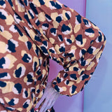 Leopard Tie Neck Blouse