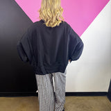 Oversized Plaid Ghost Applique Sweatshirt