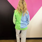 Blue & Green Gingham Sleeve Sweatshirt