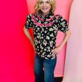 Vintage Bloom Ruffle Top