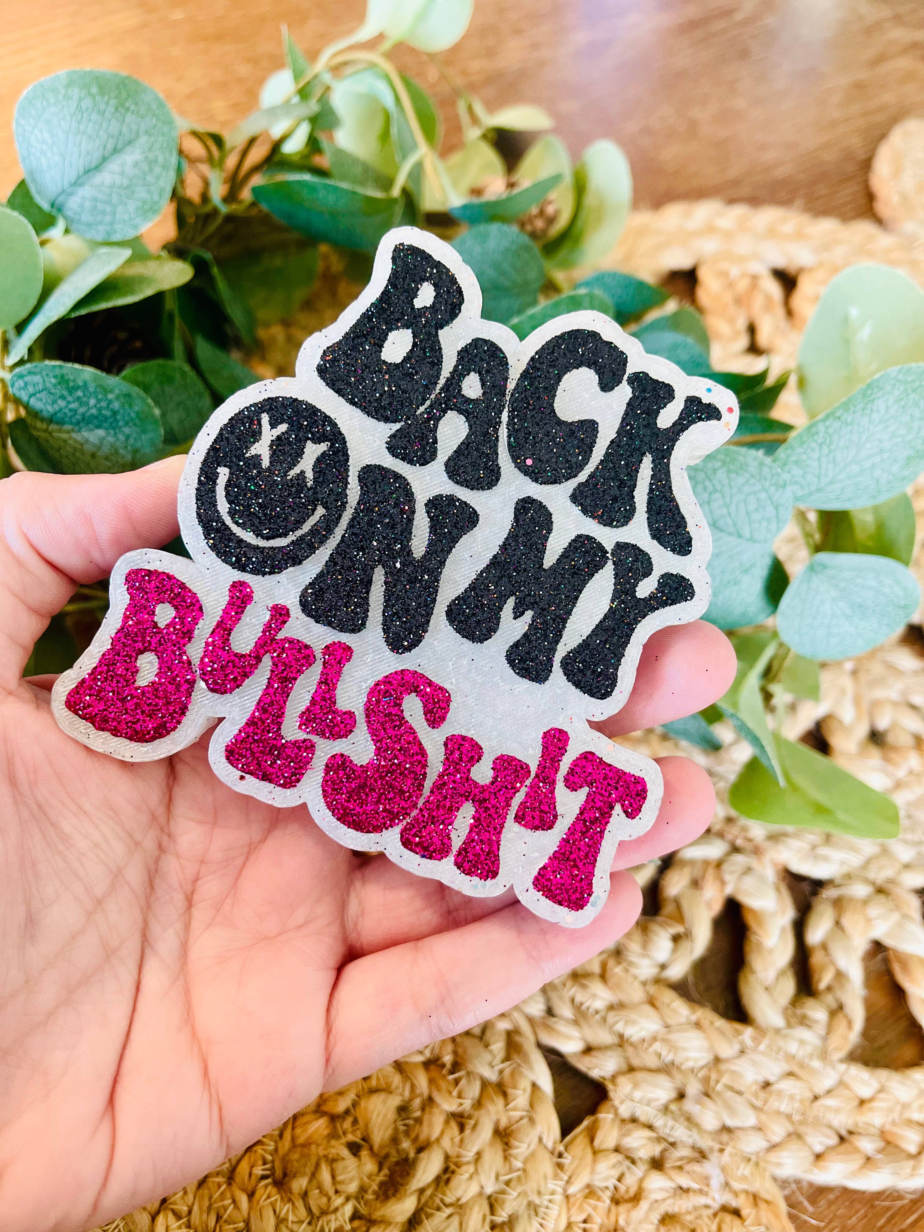 Funny car freshener with bold phrase hanging from rearview mirror with long lasting scent