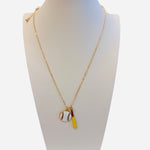 Gold baseball necklace with baseball and bat charms sports jewelry with hook closure