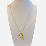 Gold baseball necklace with baseball and bat charms sports jewelry with hook closure